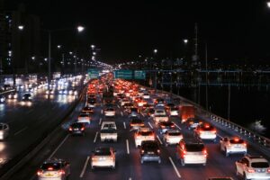 cars on road during night time